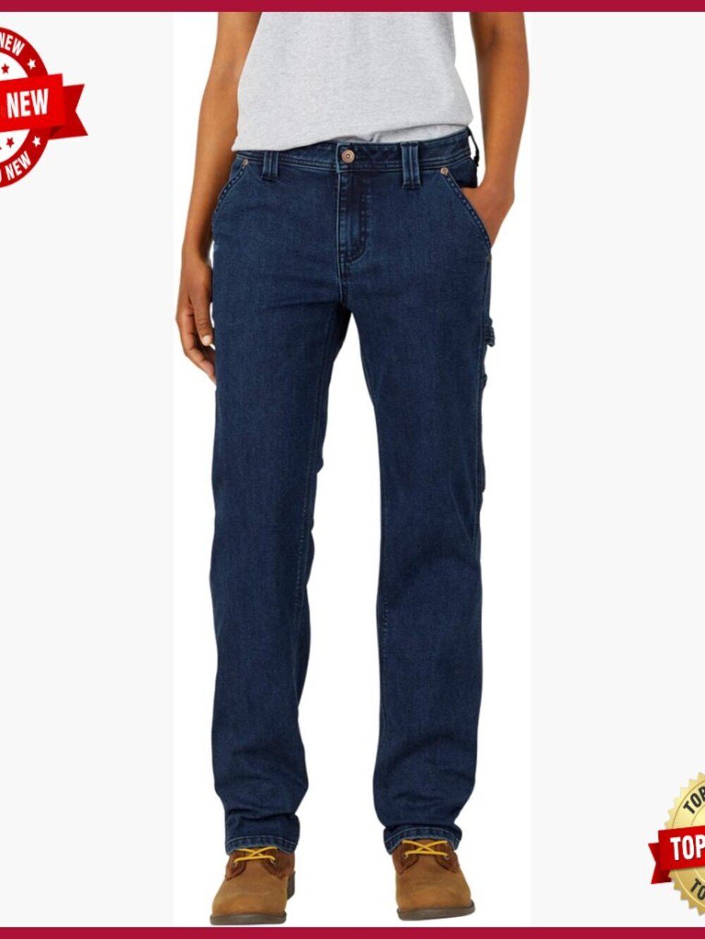 Stretch Denim Carpenter Pants, Straight Leg, 7 Pockets, Relaxed Fit